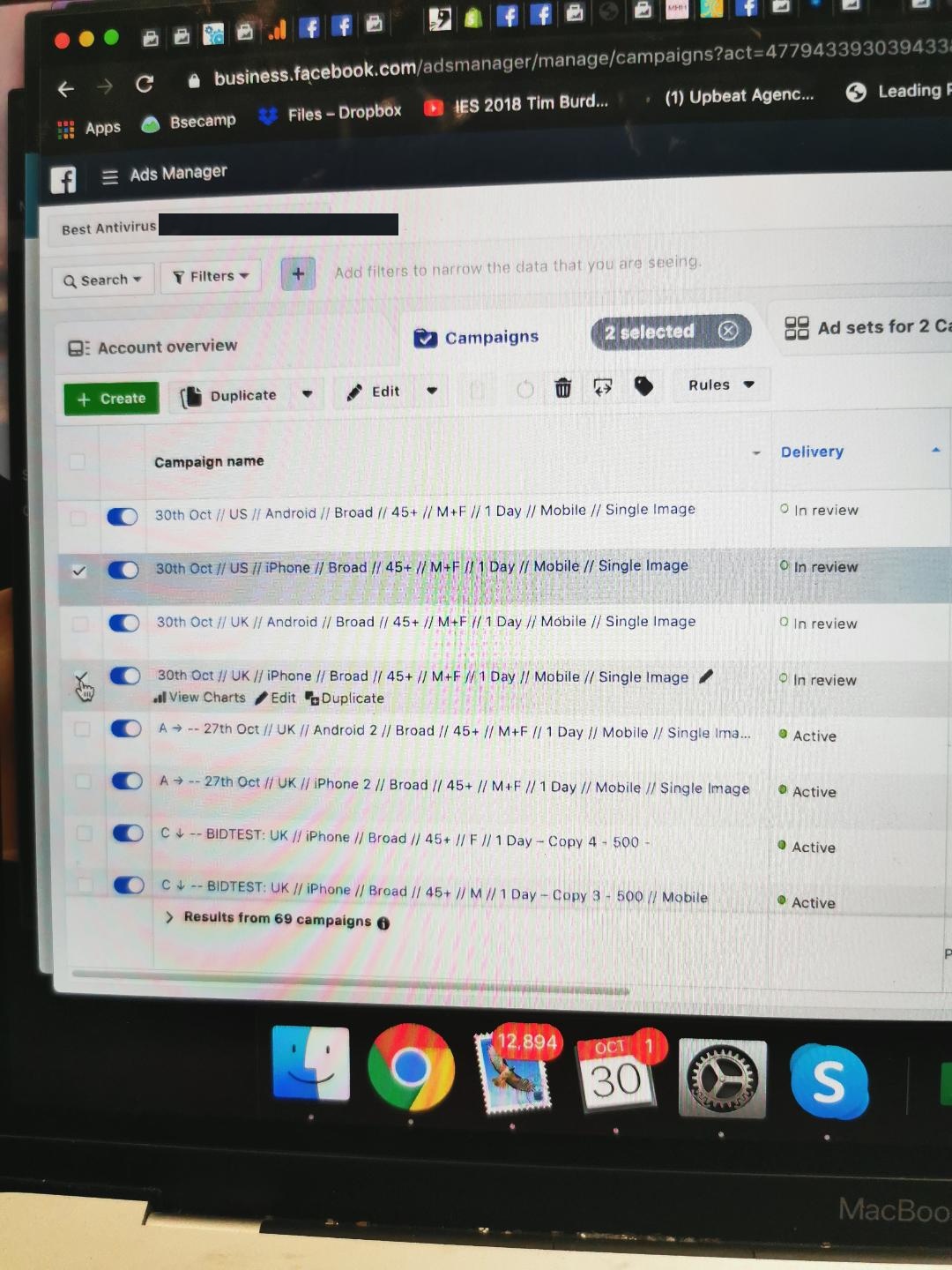 TotalAV Facebook Ads Manager results